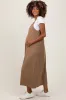 Olive V-Neck Overall Maternity Midi Dress sold by Pinkblush
