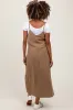 Olive V-Neck Overall Maternity Midi Dress sold by Pinkblush