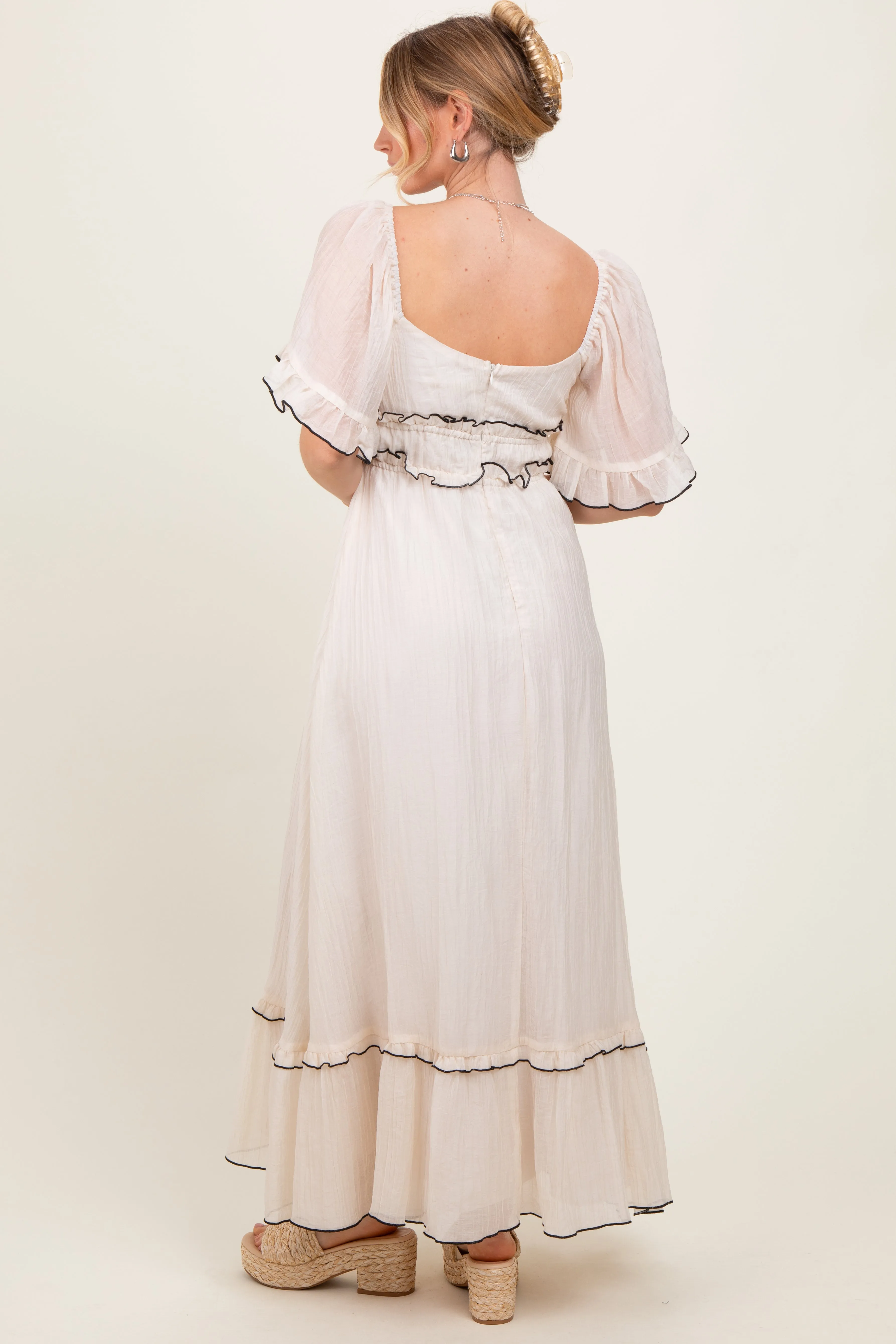 Cream Wide Sleeve Maxi Dress sold by Pinkblush product image thumbnail 4