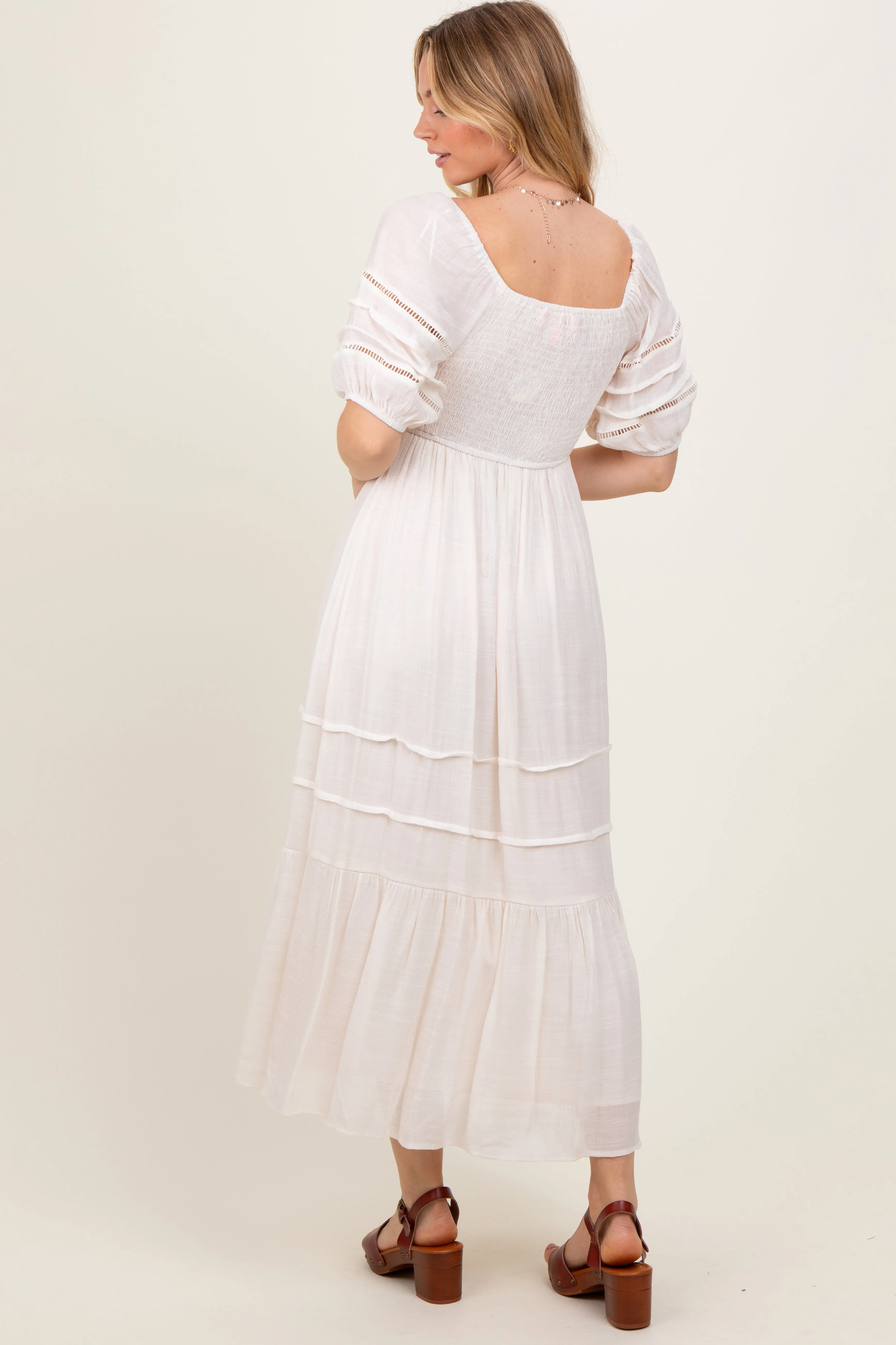 Cream Crochet Detail Bodice Midi Dress sold by Pinkblush product image thumbnail 4