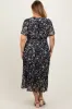 Black Floral Pleated Maternity Plus Midi Dress sold by Pinkblush