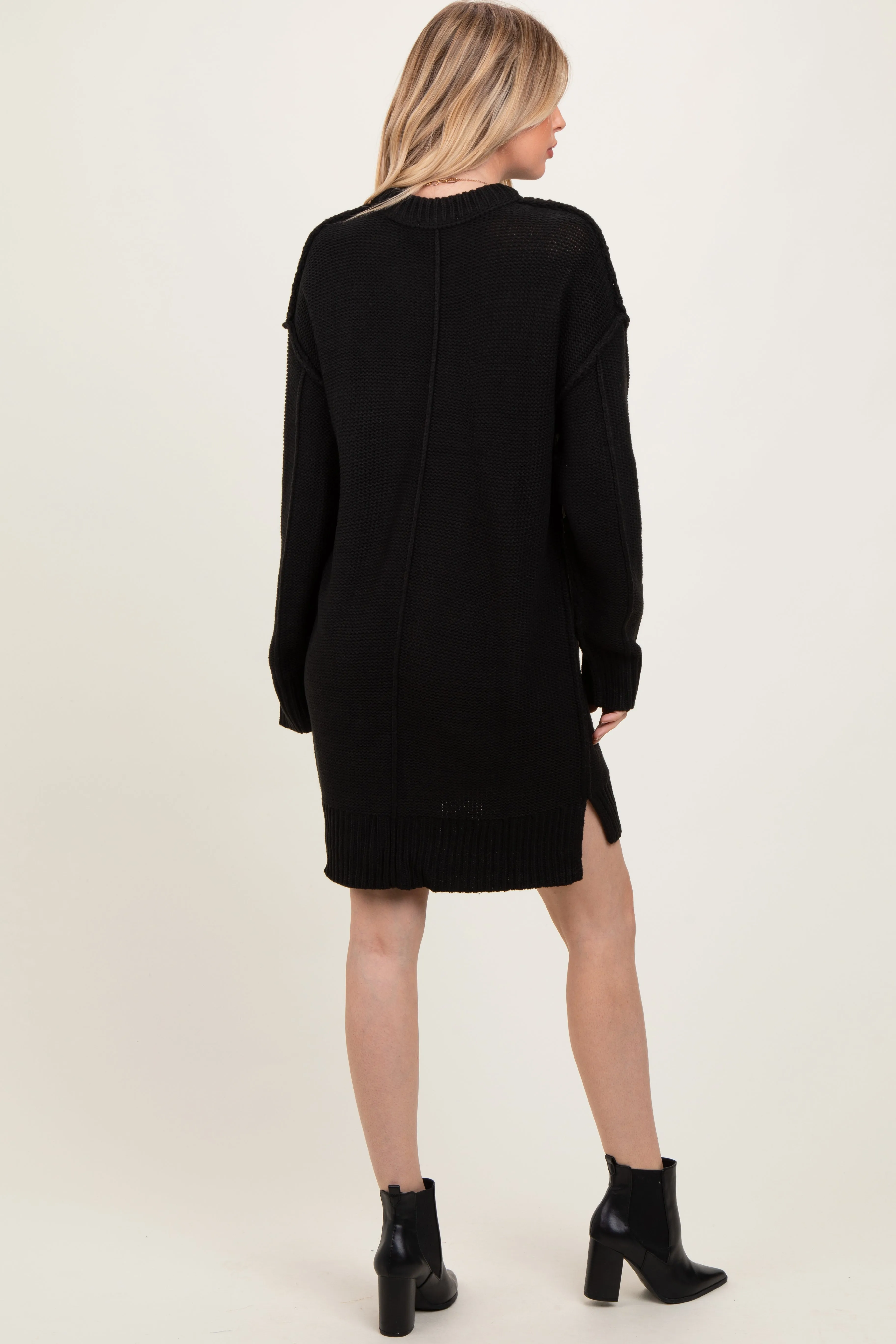 Black Exposed Seam Oversized Sweater Dress sold by Pinkblush product image thumbnail 4