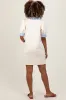 Cream Mock Neck Contrast Striped Trim Maternity Mini Dress sold by Pinkblush