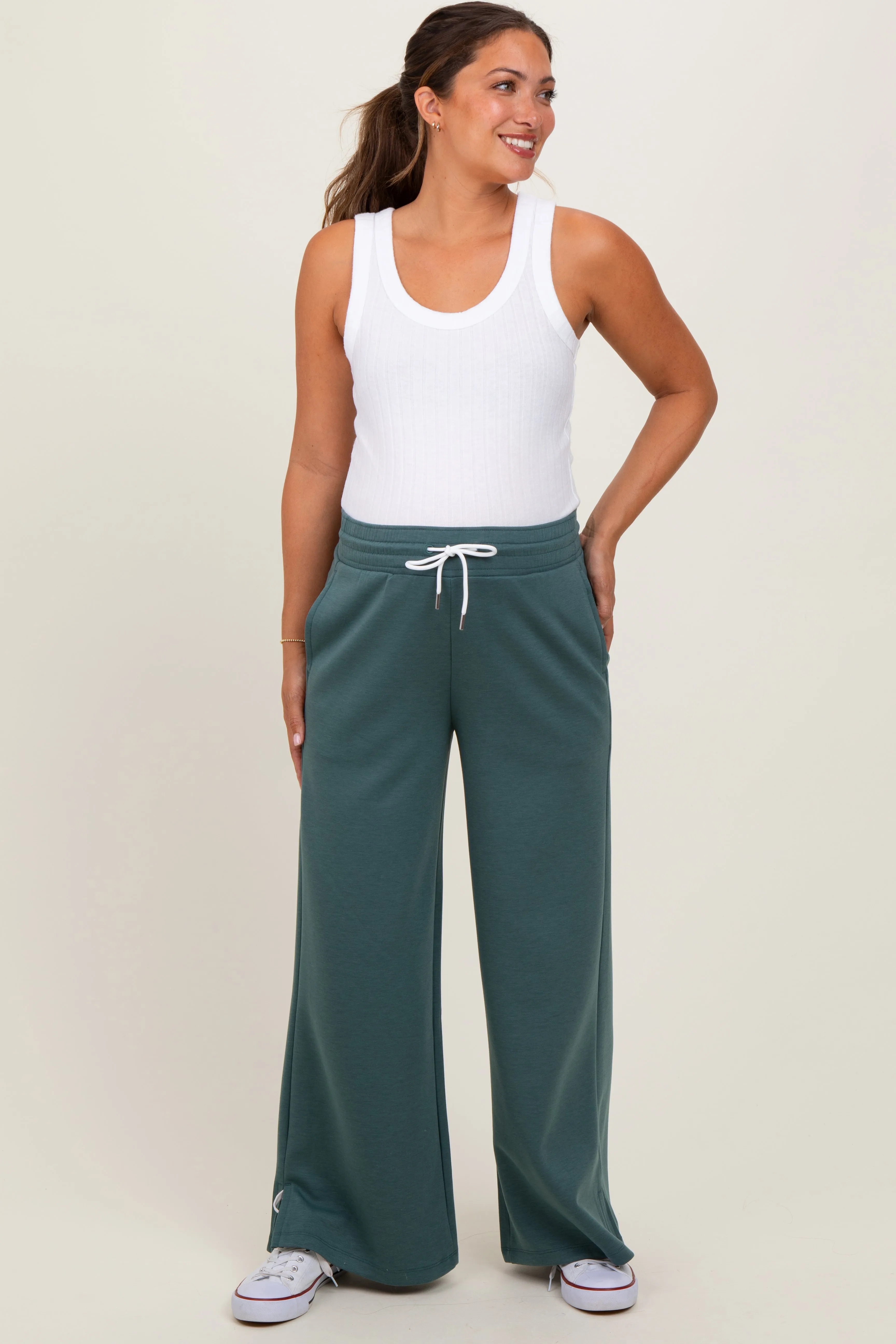 Teal Drawstring Maternity Lounge Pants sold by Pinkblush product image thumbnail 2