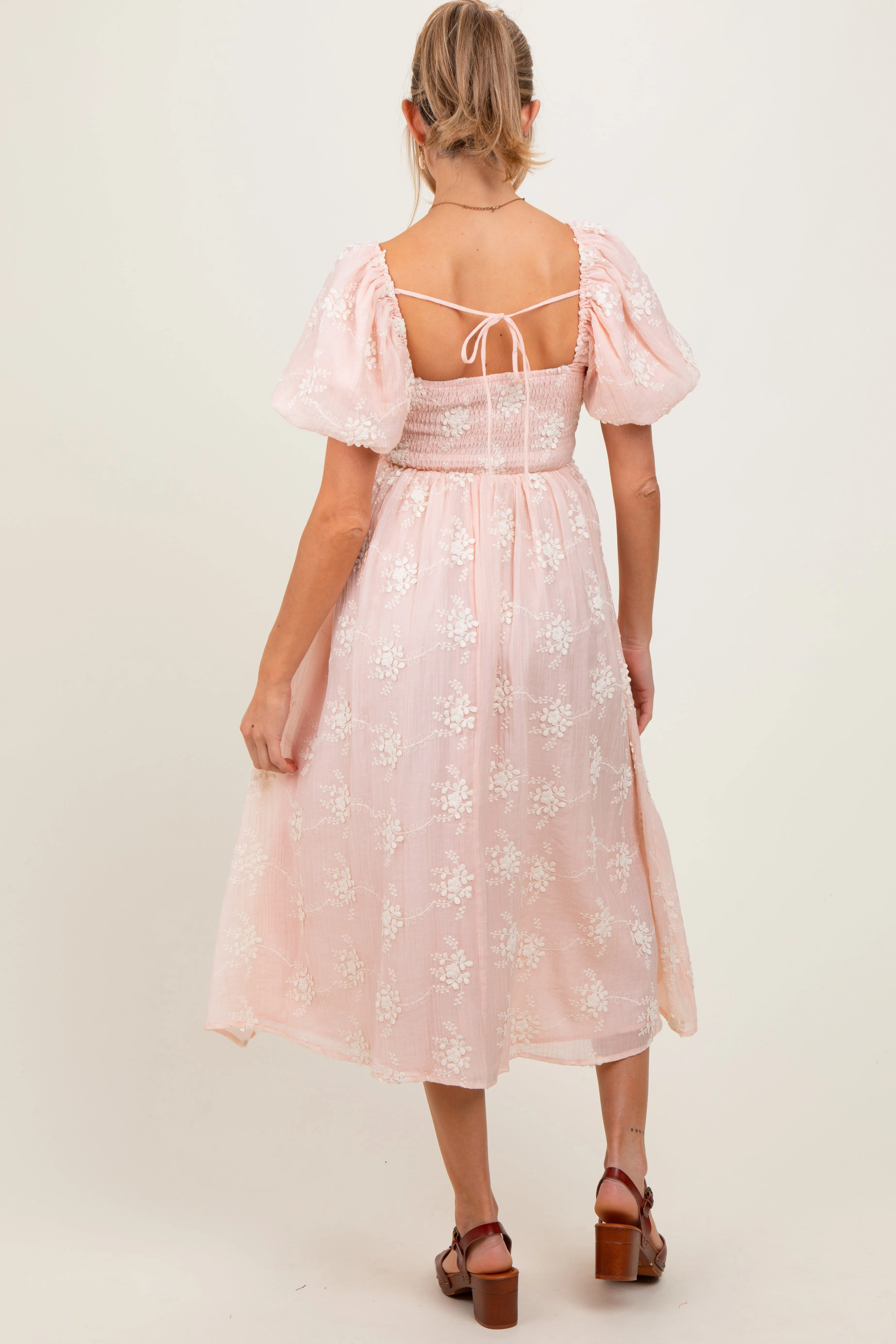 Pink Textured Maternity Midi Dress sold by Pinkblush product image thumbnail 3