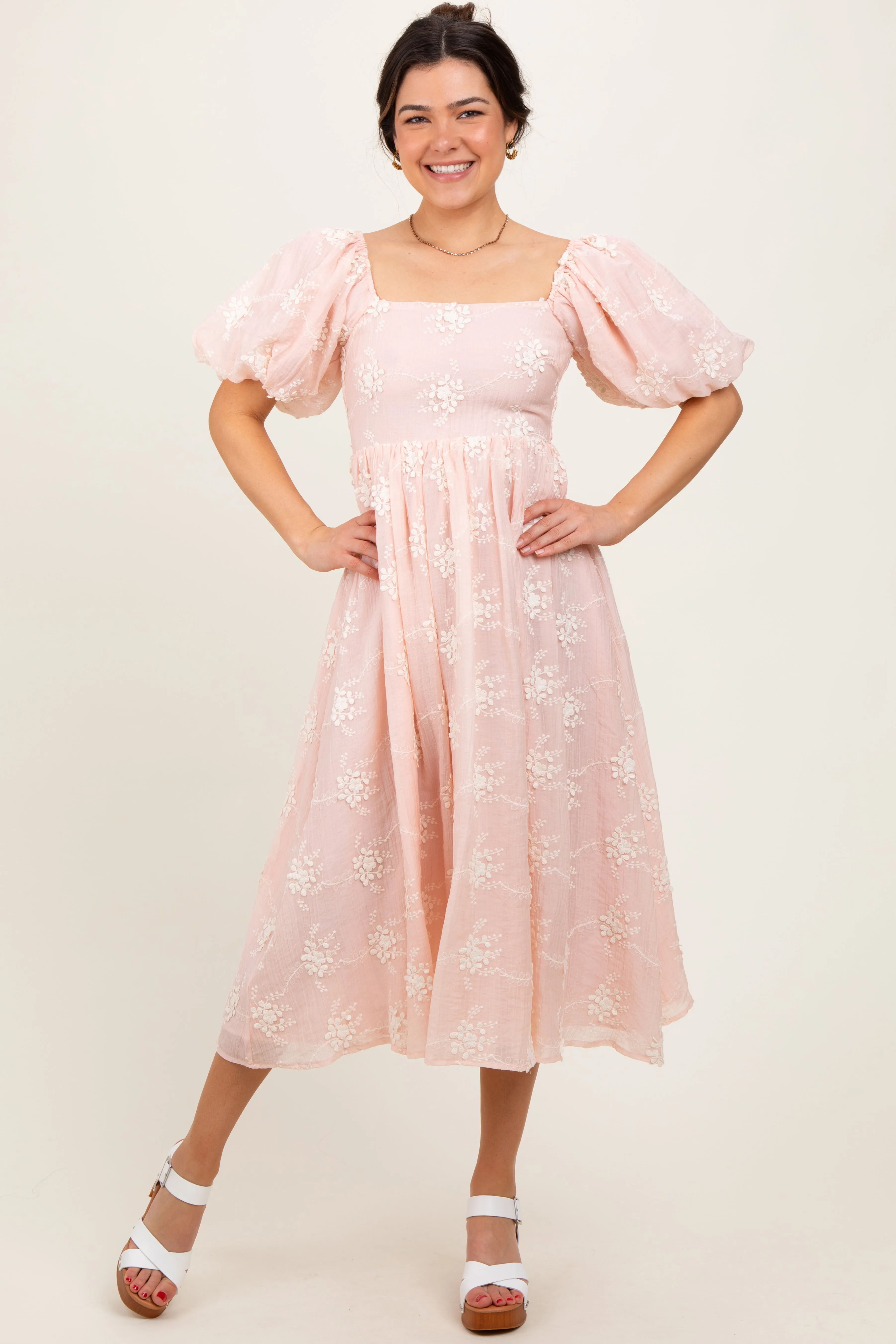 Pink Textured Maternity Midi Dress sold by Pinkblush product image thumbnail 4