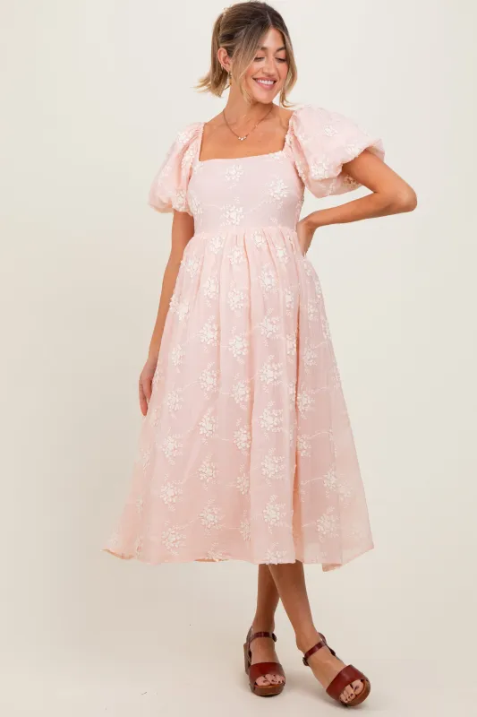 Pink Textured Maternity Midi Dress sold by Pinkblush