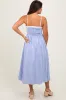 Blue Gingham Smocked Trim Maternity Midi Dress sold by Pinkblush