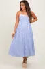 Blue Gingham Smocked Trim Maternity Midi Dress sold by Pinkblush