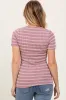 Lavender Cream Stripe Short Sleeve Round Neck Top sold by Pinkblush