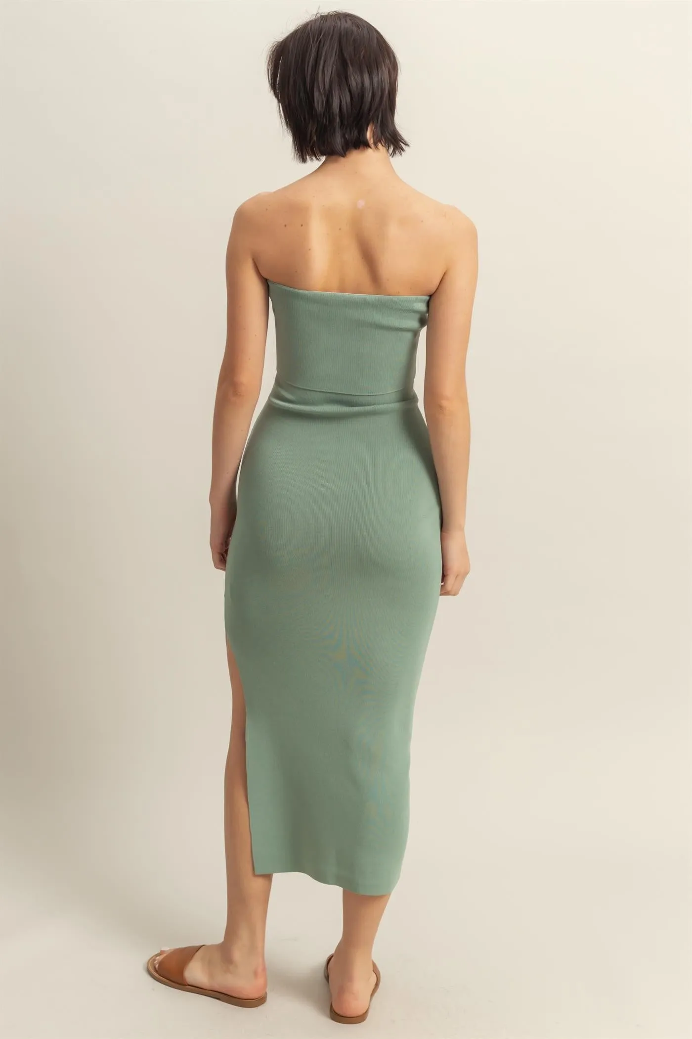 Sage Strapless Fitted Maxi Dress sold by Pinkblush product image thumbnail 3