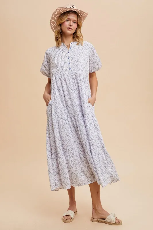 Blue Iris Floral Button Maxi Dress sold by Pinkblush