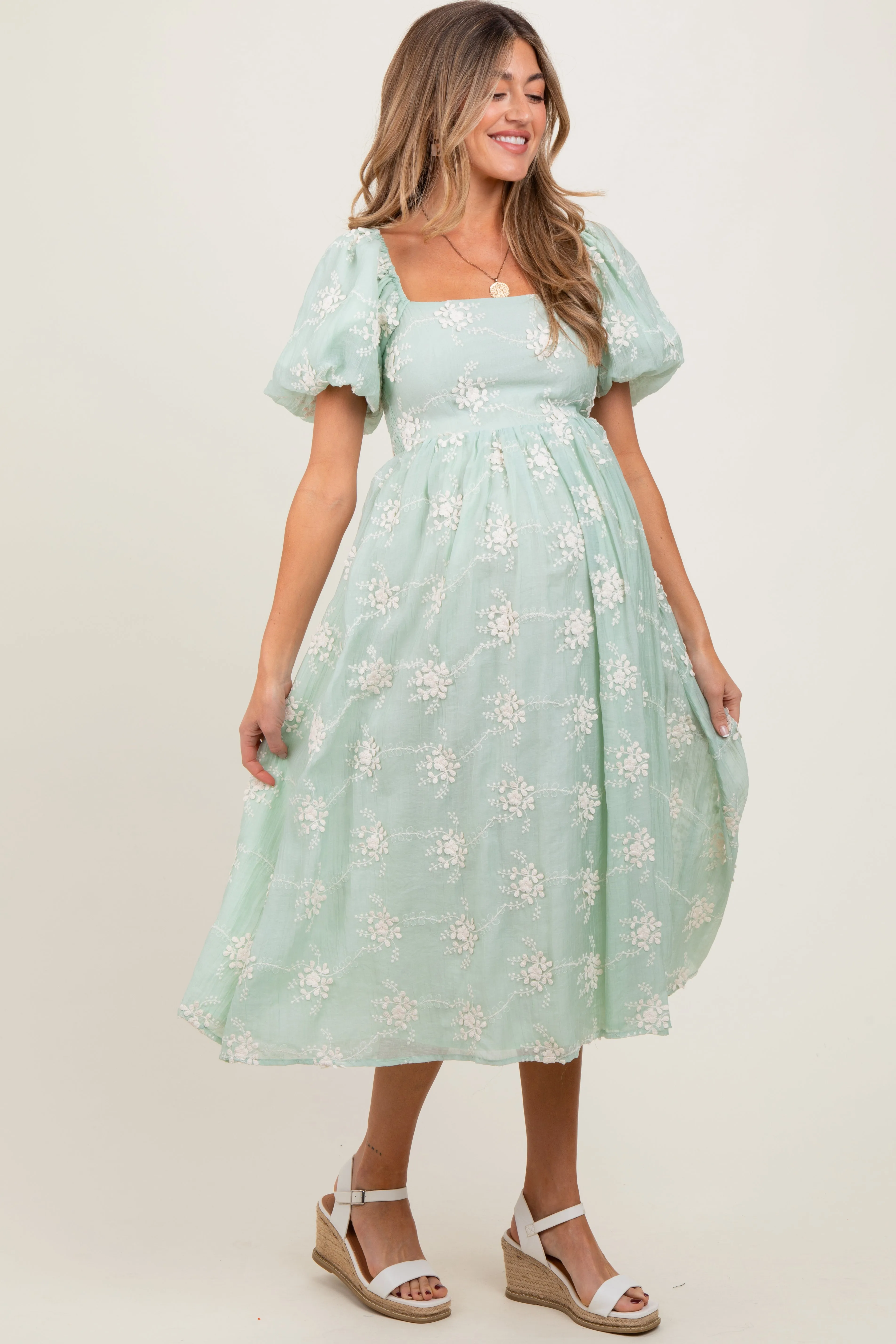 Mint Textured Maternity Midi Dress sold by Pinkblush product image thumbnail 2