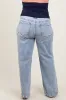 Light Blue Acid Wash Open Knee Wide Leg Maternity Plus Jeans sold by Pinkblush