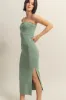 Sage Strapless Fitted Maxi Dress sold by Pinkblush