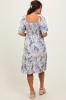 Cream Floral Smocked Maternity Midi Dress sold by Pinkblush
