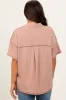 Beige Solid Ribbed Collar V-Neck Maternity Tunic Top sold by Pinkblush