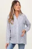 Navy Striped Double Pocket Maternity Button Down Top sold by Pinkblush