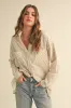 Dark Yellow Striped Double Pocket Maternity Button Down Top sold by Pinkblush