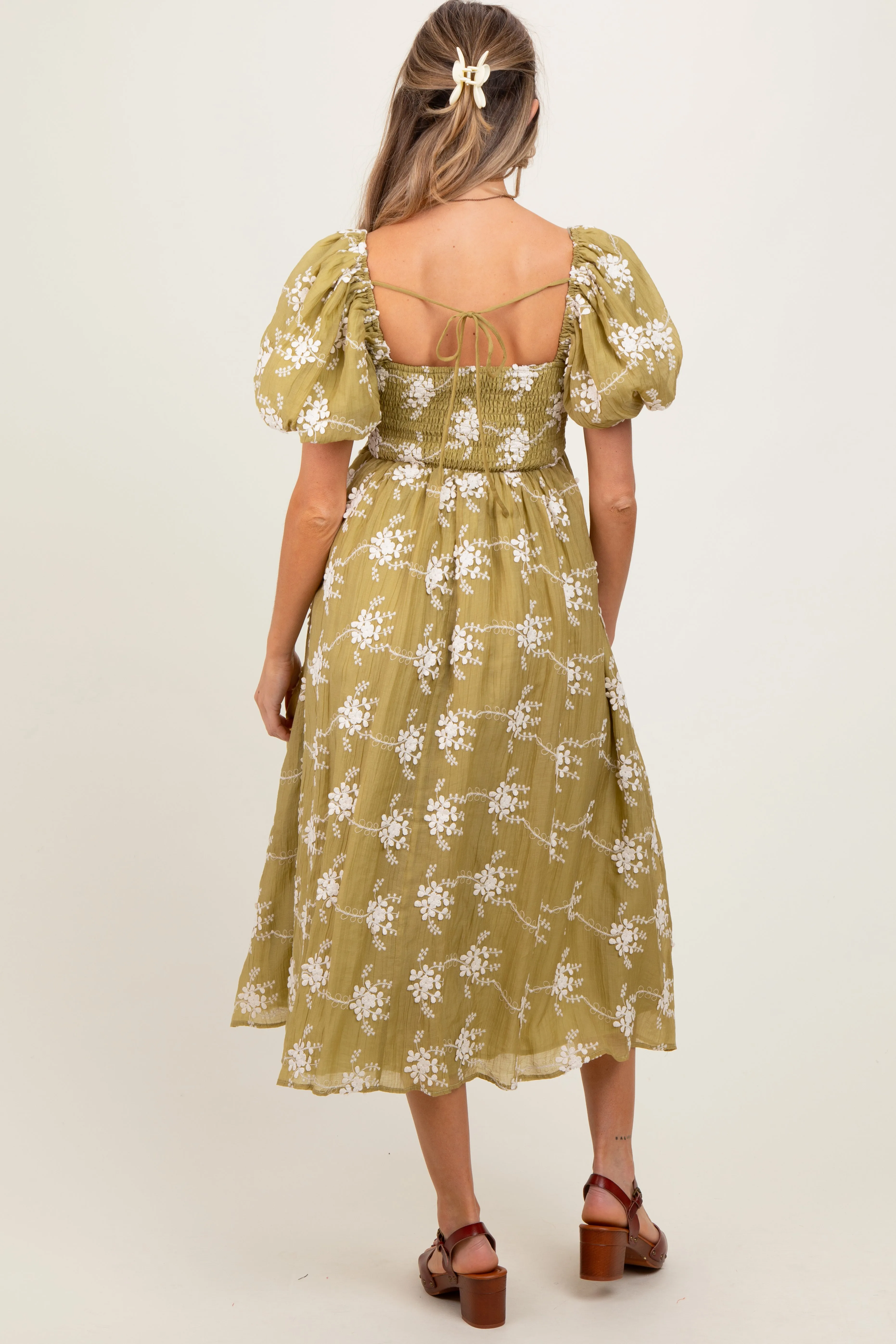 Olive Textured Maternity Midi Dress sold by Pinkblush product image thumbnail 4