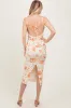 Cream Floral Ruched Low Tie Back Midi Dress sold by Pinkblush
