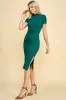 Hunter Green Mock Neck Short Sleeve Dress sold by Pinkblush