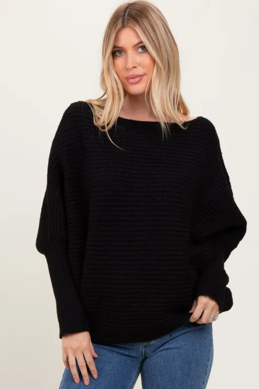 Black Chunky Knit Dolman Sleeve Oversized Sweater sold by Pinkblush