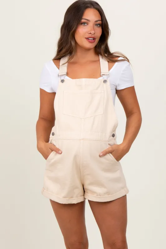 Cream Rolled Cuff Hem Maternity Shortall sold by Pinkblush