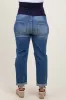Navy Rolled Hem Distressed Straight Leg Maternity Plus Jeans sold by Pinkblush