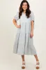 Light Blue Split V-Neck Sleeve Tie Tiered Maternity Midi Dress sold by Pinkblush