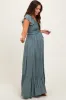 Sage Smocked Top Woven Maternity Maxi Dress sold by Pinkblush