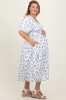 Blue Floral Smocked Bodice Maternity Plus Midi Dress sold by Pinkblush