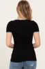 Black Solid Ribbed Short Sleeve Basic Top sold by Pinkblush