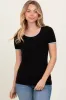 Black Solid Ribbed Short Sleeve Basic Top sold by Pinkblush