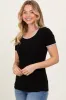 Black Solid Ribbed Short Sleeve Basic Top sold by Pinkblush