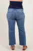 Blue Open Knee Fringe Hem Cropped Wide Leg Maternity Plus Jeans sold by Pinkblush