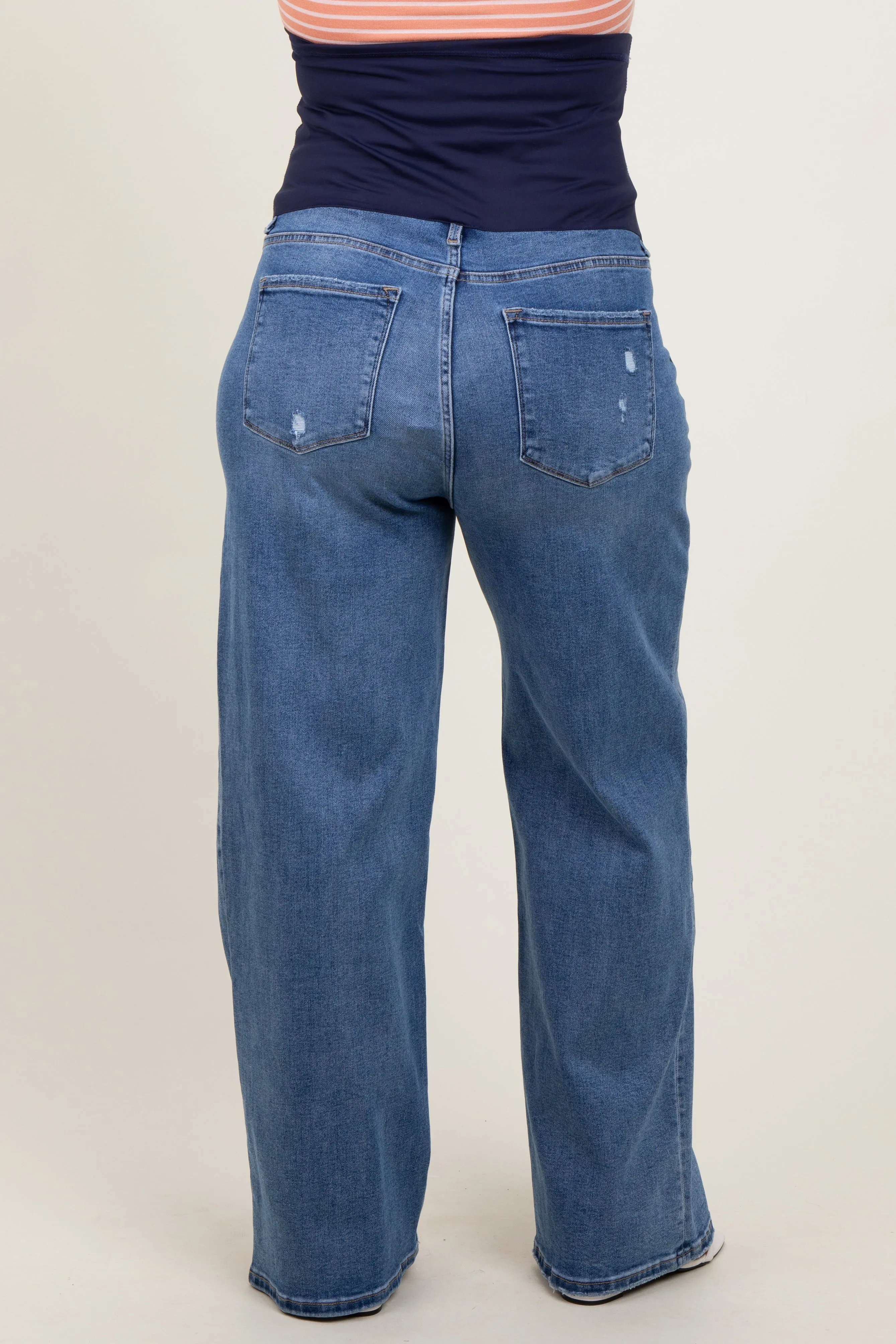 Blue Washed Wide Leg Maternity Plus Jeans sold by Pinkblush product image thumbnail 5
