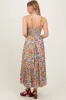 Muticolor Floral Double Strap Lace Trim Midi Dress sold by Pinkblush