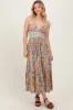 Muticolor Floral Double Strap Lace Trim Midi Dress sold by Pinkblush