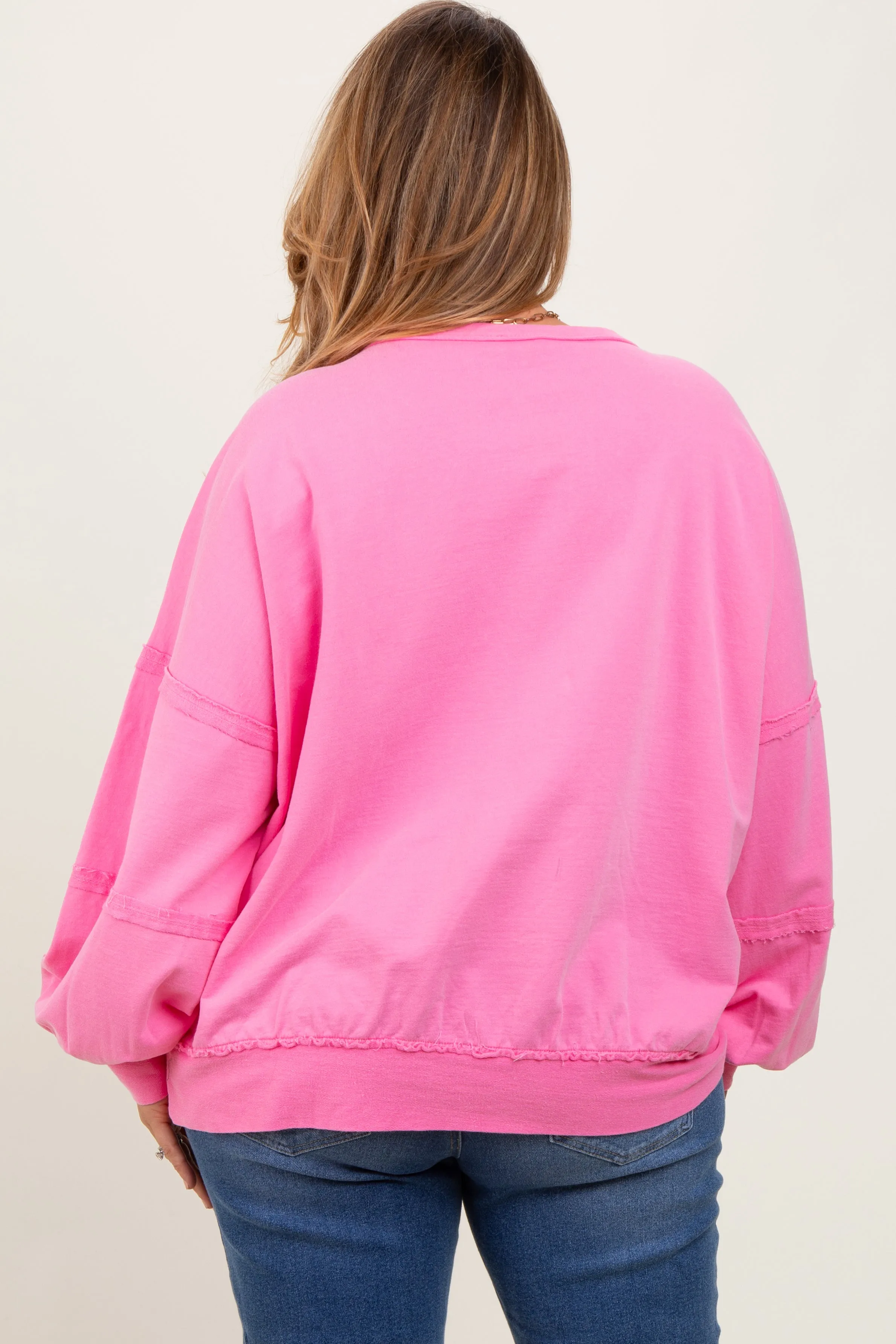 Pink Raw Hem Detail Maternity Plus Pullover Top sold by Pinkblush product image thumbnail 3