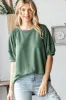 Olive Terry Contrast Short Sleeve Top sold by Pinkblush