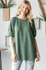 Olive Terry Contrast Short Sleeve Top sold by Pinkblush