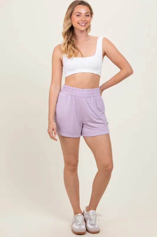 Lavender Basic Rounded Hem Shorts sold by Pinkblush