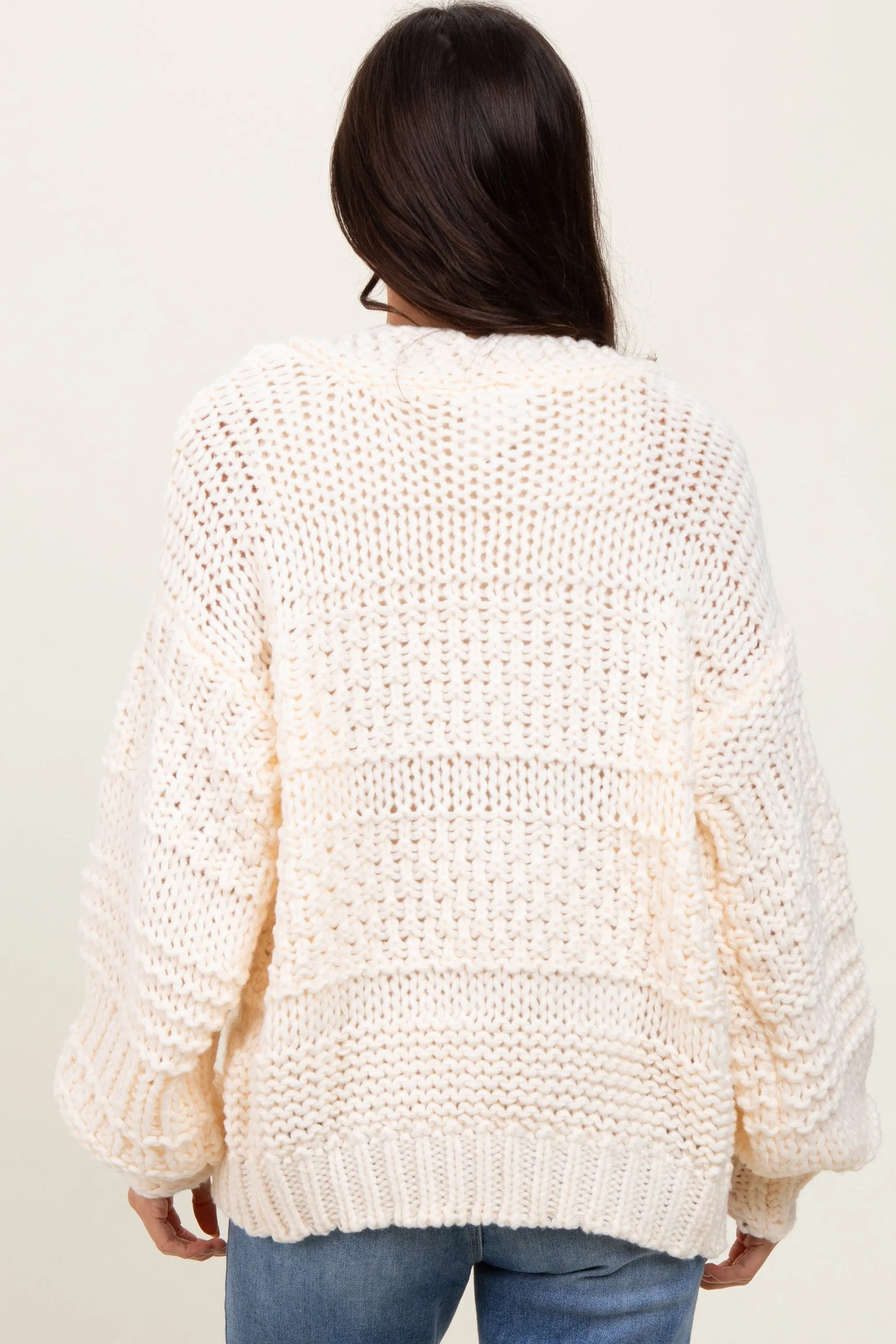 Cream Oversized Chunky Knit Cardigan sold by Pinkblush product image thumbnail 4