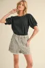 Black Ribbed Puffed Sleeve Top sold by Pinkblush
