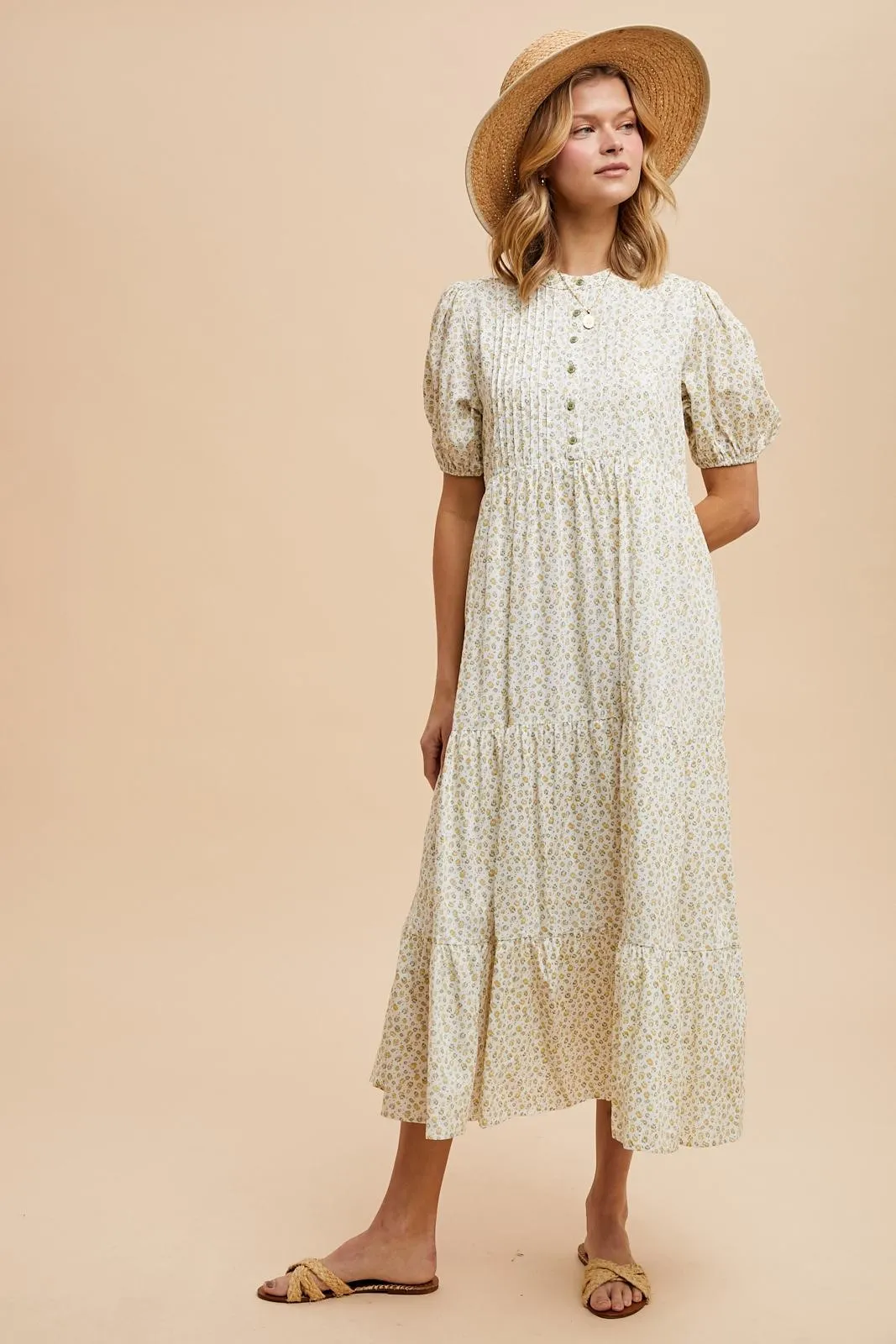 Green Iris Floral Button Maxi Dress sold by Pinkblush product image thumbnail 4