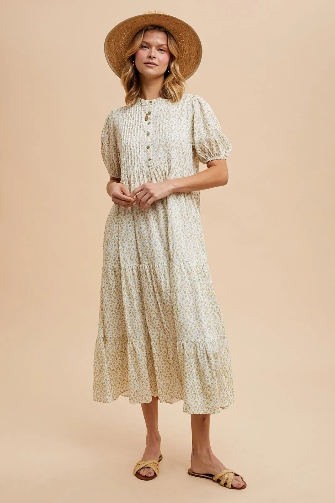 Green Iris Floral Button Maxi Dress sold by Pinkblush