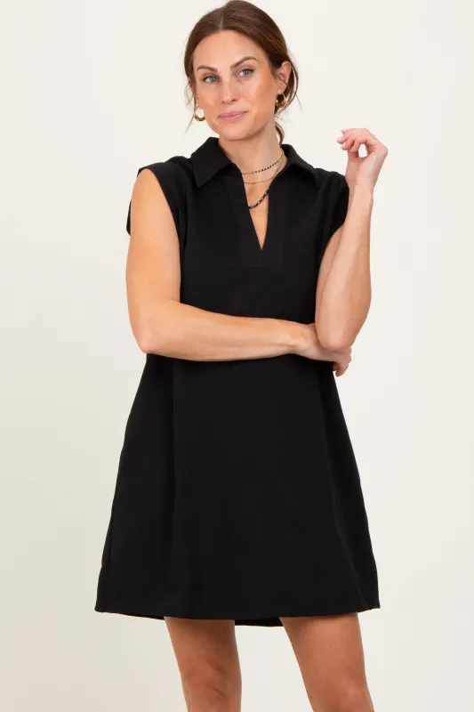 Black Sleeveless Polo Mini Dress sold by Pinkblush