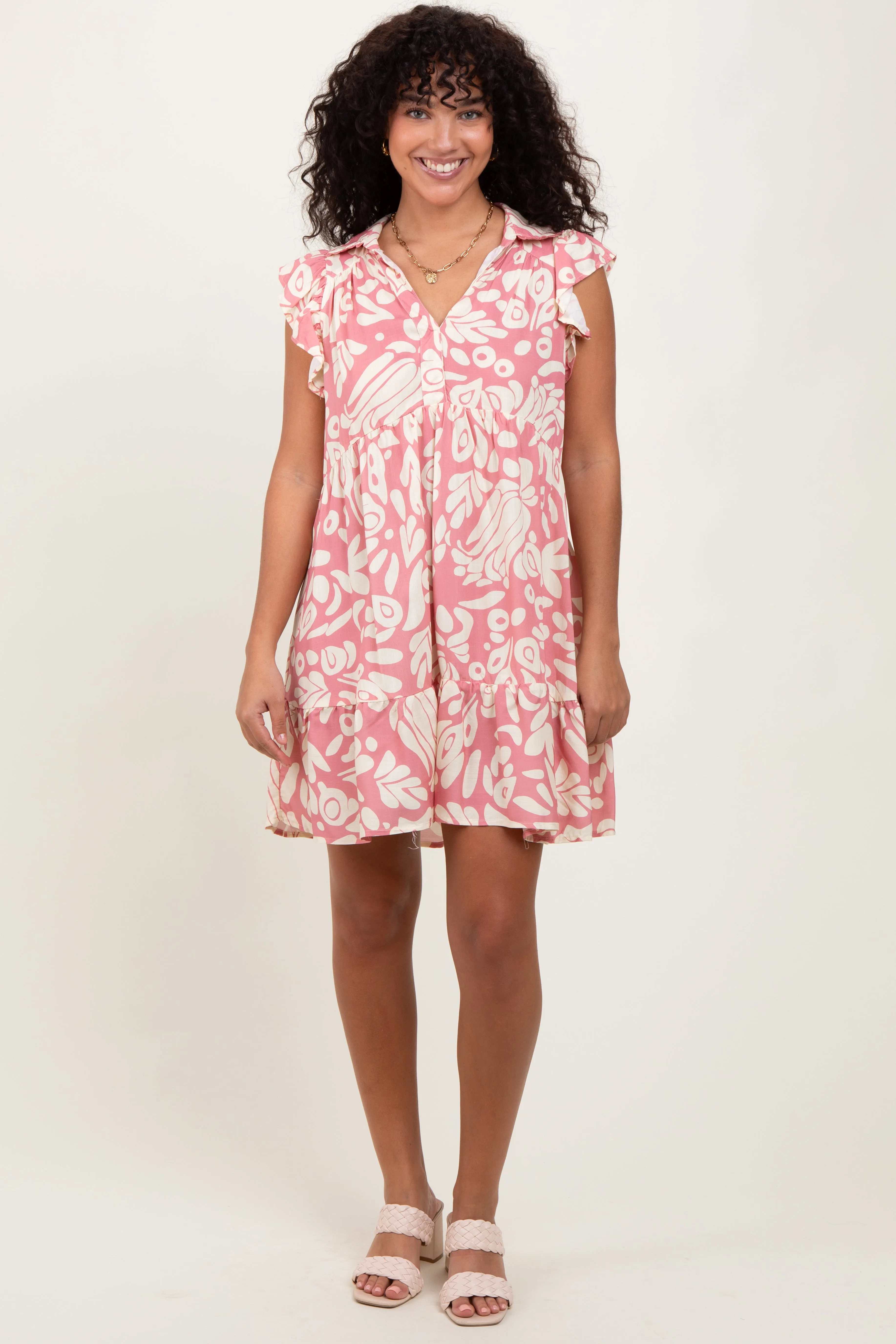 Pink Abstract Print Ruffle Hem Mini Dress sold by Pinkblush product image thumbnail 2