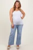 Light Blue Cuffed Wide Leg Maternity Plus Jeans sold by Pinkblush